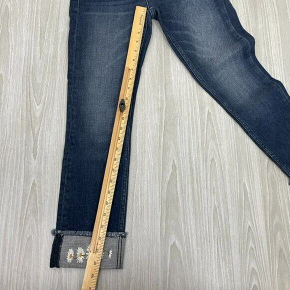 Ted Baker Pralina Daisy Floral Embroidered Raw Hem Ankle Jean Dark Wash 25 - Picture 10 of 11